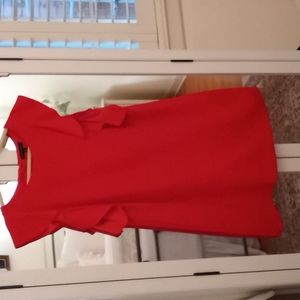 Banana Republic, Red dress, size 12. Side pockets, ruffle shoulders.